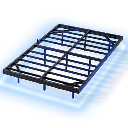 SogesSleep Full Size Floating Bed Frame with LED Lights – Heavy Duty Metal Platform, Noise Free, Easy Assembly, Black - WoodArtSupply