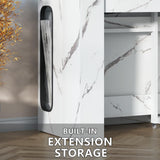 Extendable Dining Table with Charging Station & LED Lights, 19.7" to 98.4" White Faux Marble Dining Table, Rectangle Console Table for 2-8, Modern Space Saving Kitchen Island Table (No Chairs) Gyfimoie