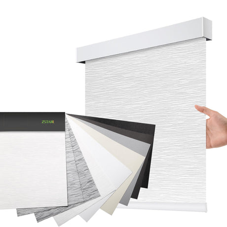 Motorized Blackout Window Blinds Customize Width(21-97 in) Remote Control Wireless and Rechargeable Roller Shades Blinds for Windows, Office,Home, Hotel, Club, Fabric Sample (Multicolor) ZSTARR