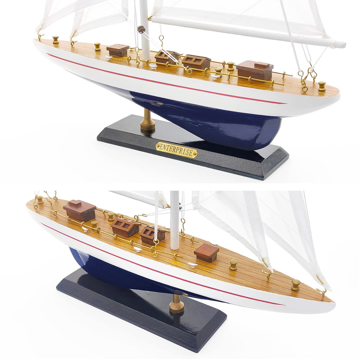 NAUTIMALL Wooden Sailboat Decor Ship Model 19" Enterprise Replica Nautical Gift for Kids Boys NAUTIMALL