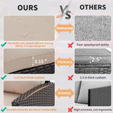 U-MAX 7 Pieces Patio Furniture Set Outdoor Sectional Sofa Conversation Set All Weather Wicker Rattan Couch Dining Table & Chair with Ottoman, Khaki Cushion U-MAX