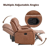 CANMOV Manual Reclining Loveseat with Console,Faux Leather Double Recliner Loveseat Sofa with Hidden Storage and Cup Holders,Manual Recliner Loveseat Couch Set for Living Room,Brown CANMOV