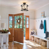 Farmhouse Semi Flush Mount Ceiling Light Fixture, 4-Light Industrial Ceiling Light w/ E12 Base Metal Rustic Vintage Chandelier Lighting for Kitchen Dining Room Hallway Entryway Foyer (Matte Black) Bosceos