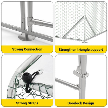 VerisShade Large Metal Chicken Coop, Chicken Coop Run with Cover, Large Chicken Run with Double Door, Chicken Pen for Outdoor Farm Yard (13.1'L x 9.8'W x 6.6'H)