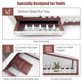 Tangkula 62 Inch Wooden Rabbit Hutch, Outdoor Chicken Coop with Asphalt Roof, Removable Tray, Running Ramp, Pet Bunny Cage House for Rabbits, Chicken and Small Animals, Indoor & Outdoor Use (Red) Tangkula