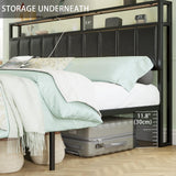 AMERLIFE LED Bed Frame with Drawers, King Platform Bed Frame with 2-Tier Storage & Leather Upholstered & Charging Station Headboard, No Box Spring Needed, Noise Free, Easy Assembly, Black AMERLIFE