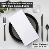 Urban Villa Dinner Napkins (Set of 12) Size 18x18 Inches Solid White Color Cloth Napkins 100% Cotton Fall Dinner Napkins Thanks Giving Cloth Napkins Durable Hotel Quality Christmas Dinner Napkins Urban Villa
