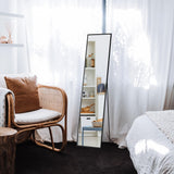 TRAHOME Standing Mirror Full Length Mirror,15" x 56" Large Floor Mirror with Aluminium Frame for Door Bedroom Bathroom Living Room(Black) TRAHOME