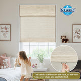 Moonice Cordless Custom Roman Shades for Window Blackout, Natural Woven Fabric Privacy Room Darkening Blinds, Thermal Insulated Window Blind Treatment for Bedroom Living Room, Beige moonice