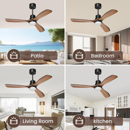 Obabala 52" Ceiling Fan with Lights Remote Control Outdoor Wood Ceiling Fans Noiseless Reversible DC Motor - WoodArtSupply