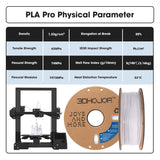 3DHoJor PLA Pro Filament 1.75mm White,PLA Plus Filament, Odor Free, Clog Free 3D Printer Filament,1kg Cardboard Spool (2.2lbs), Dimensional Accuracy +/- 0.03 mm, Fit Most FDM 3D Printer 3DHoJor