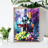 UPABLUNSO Adult Diamond Painting Set Wine Bottles and Glasses with Grape DIY 5D Round Full Diamond Wine Perfect for Family Leisure and Living Room Bedroom Wall Decoration 12x16 inch UPABLUNSO