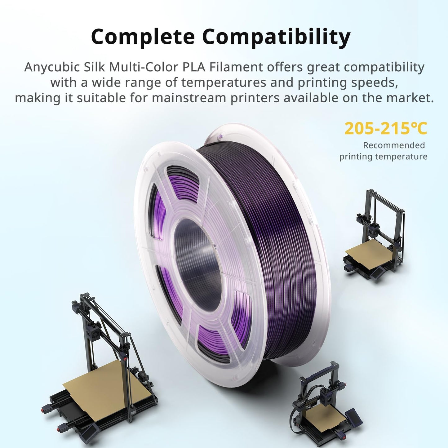 ANYCUBIC Silk Dual Color Pla Filament, 2-in-1 Chrome Coextrusion Color Change 3D Printer Filament 1.75mm Dimensional Accuracy +/- 0.02mm, Silk Texture, 1KG Spool (2.2 lbs), Black Purple - WoodArtSupply