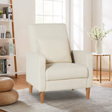 COLAMY Modern Upholstered Accent Chair Armchair with Pillow, Fabric Reading Living Room Side Chair,Single Sofa with Lounge Seat and Wood Legs, Beige COLAMY