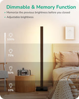 EDISHINE Wooden LED Corner Floor Lamp, Minimalist Dimmable Stick Light with Remote, Modern Standing Light for Living Room, Bedroom, Office, 7 Color Temperature 2700~6000K, 46" EDISHINE