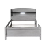 Bellemave Gray Twin Bed Frame with LED Storage Headboard and Safety Rails Bellemave