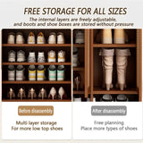 Bamboo Shoe Storage Cabinet with Doors, 8 Tier Freestanding Shoes Heels Sneakers Shoe Rack Shelf for 36-40 Pairs, Entryway Shoe Cabinet with Drawers for Hallway Living Room (Brown-01, 8th floor) sasygfi