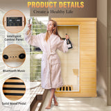 OUTEXER Far Infrared Sauna Home Sauna Spa Room Low-EMF Canadian Hemlock Wood 800W Indoor Saunas with Control Panel and Tempered Glass Door, Room:35.2 * 27.6 * 61.6Inch OUTEXER