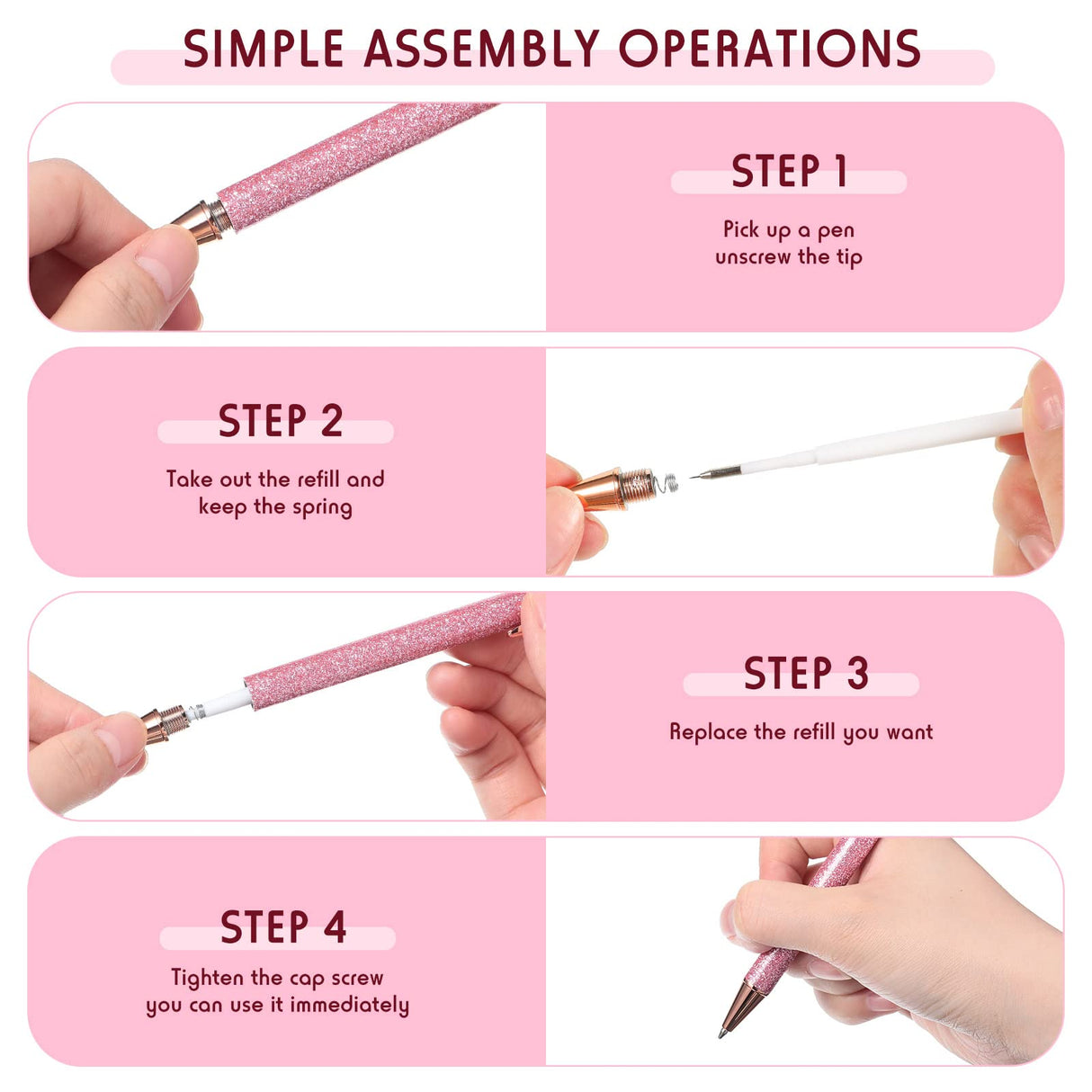 Epakh Writing Instrument Stainless Steel Weeding Pen, 4 Piece, Retractable, Air Release, Bubble Removal, DIY Craft Project, Bright Color Epakh