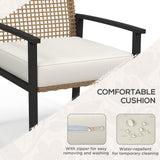 Outsunny 5 Pieces Outdoor Dining Set for 4, Wicker Rattan Patio Furniture Set, Patio Table and Chairs Set with Cushions, Square Metal Table Top, Conversation Set for Garden, Backyard, Deck, Beige Outsunny