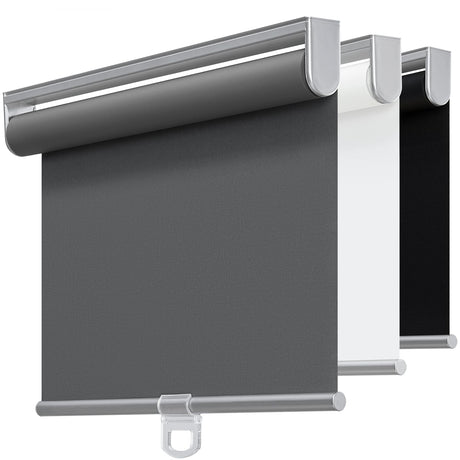 TOVALOR Cordless 100% Blackout Roller Shades for Windows,UV Protection Pull Down Shades,Room Darkening Door Blinds Thermal Insulated Fabric for Home Office and Bedroom(14" W x 72" H,Grey) TOVALOR