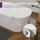 HIGREENA 55" Acrylic Freestanding Bathtub, Glossy White Soaking Tub, Stand Alone Tub, Oval Bathtub with Chrome Overflow and Drain, Free Standing Tub for Bathroom HIGREENA