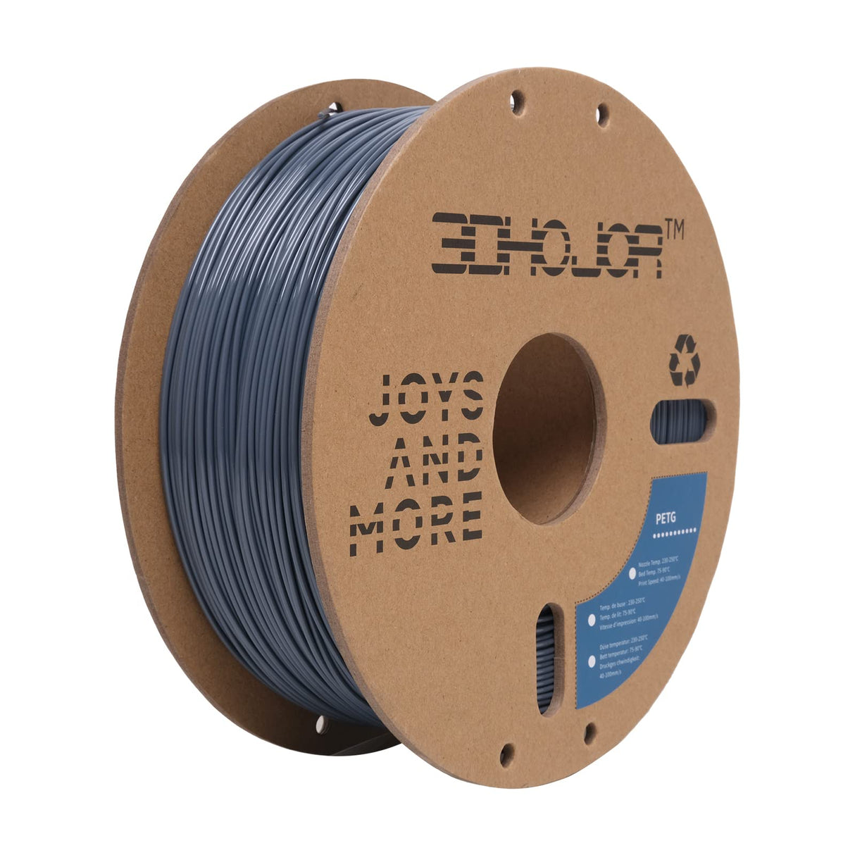 3DHoJor PETG Filament 1.75mm Grey, 3D Printing Filament 1kg Spool(2.2lbs), 3D Filament 1.75mm Dimensional Accuracy +/- 0.03mm Non Tangling Non Clogging Non Stringing,Print with Most 3D Printers 3DHoJor