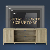 OAKHAM HOME Fluted TV Stands for Living Room, Heavy Duty Entertainment Center with Storage, Mid Century Modern Television Stands for 60/65/70/75 TV, Oxford Media TV Console (Large,Sunwashed Ash Oak) OAKHAM HOME