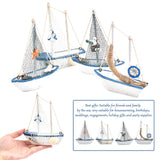 BUYGOO Mini Sailboat Model Decoration - 4-Piece Wooden Miniature Sailing Boat Home Decor Set BUYGO