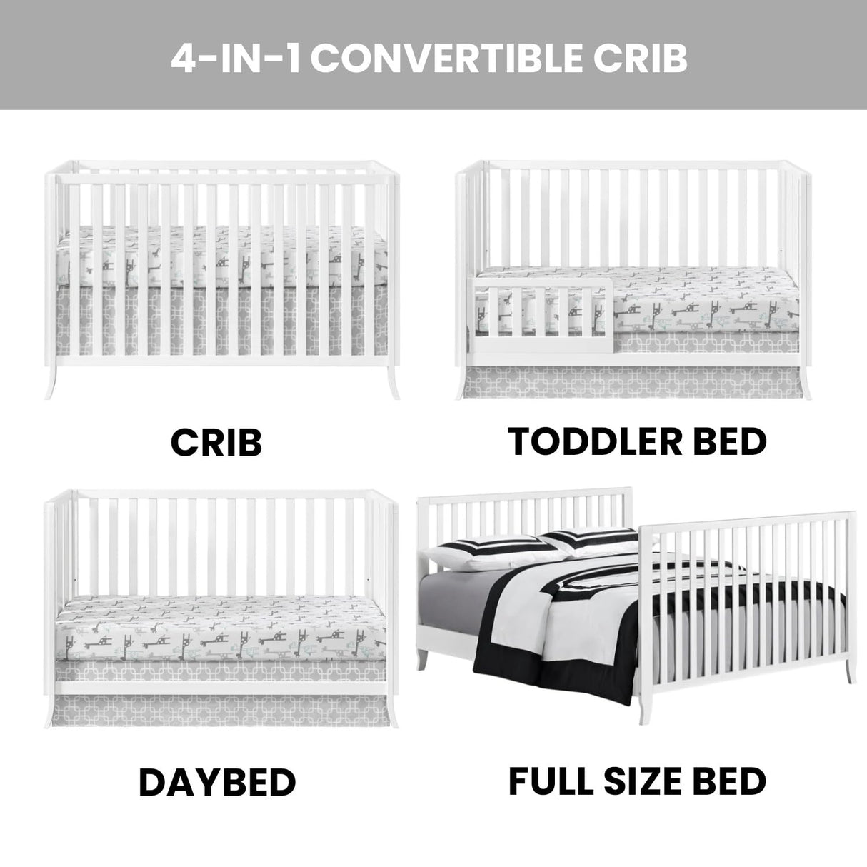 Oxford Baby Arlie 4 in 1 Convertible Island Crib White Oxford Baby