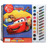 Disney / Pixar Cars Deluxe Poster Paint & Color - Coloring Book for kids, 80 illustrations, 10 watercolor paints, 12 crayons, 1 paint brush Phidal