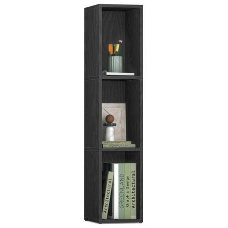 VASAGLE Custos Collection - Bookshelf, 3-Tier Bookcase, Book Shelf, Open Storage Shelf, 9.4 x 7.9 x 37.3 Inches, for Living Room, Home Office, Dining Room, Ebony Black ULBC523B01 VASAGLE