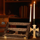 Adjustable Wooden Bible Stand Carved Bible Holder Missal Stand Book Display for Reading Folding Religious Prayer Wooden Holy Book Holder 12.99 x 10.04 Inches DoubleFill