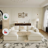 ZIGHTH 108" Plush Corduroy L Shaped Sectional Cloud Sofa Couch with Ottoman, Soft Deep Seat Modular Sectional Couches for Living Room,No Assembly. Beige ZIGHTH