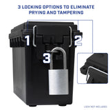 Sheffield 12629 Ammo Storage Box, Stackable .30 Cal Field Boxes, Water and Dust Resistant, Lockable Storage Box with Handle, Secures Hunting Gear, Supplies, and Bullets, Made in USA, Black, 1-Pack Sheffield