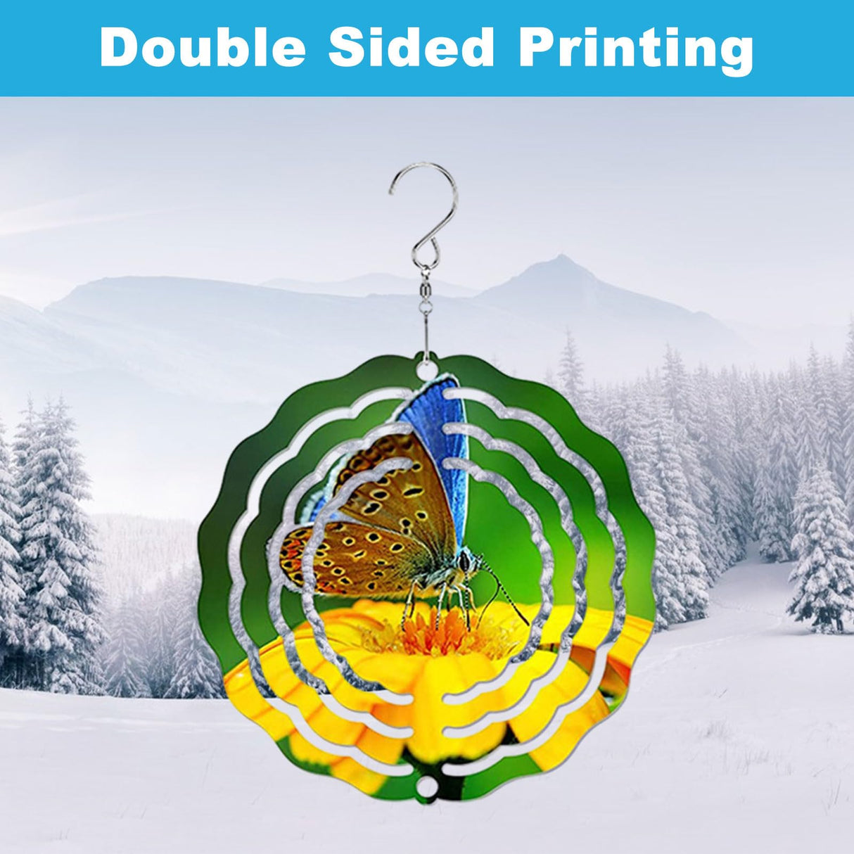 MUXHEL 10 Pcs 3” Sublimation Wind Spinner Blanks with 10 Hooks, 3D Aluminum Wind Spinner Hanging, Round Wind Powered Kinetic Sculpture for Indoor and Outdoor Decoration MUXHEL