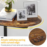 Hosfais Side Table Small End Table, C-Shaped Wood Sofa Table with Metal Frame for Living Room, Bedroom, Small Spaces (Rustic Brown) Hosfais