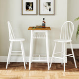 42 inch Modern Bar Table, Wood Pub Table, Rectangular Counter Height Table with White Wooden Legs for Dining Room, Kitchen, Living Room, Walnut Brown Wahson