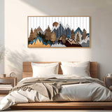 CHDITB Framed Wood Mountain Wall Art, 20"x40" Large Country Woodcut Style Wall Decor, Rustic Forest Nature Wall Painting, Modern Canvas Art Prints for Living Room, Bedroom, Farmhouse, Office CHDITB