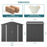 Gizoon Outdoor Storage Shed 8 x 6 FT, Galvanized Metal Garden Shed with Double Lockable Doors, Outdoor Storage Clearance for Backyard Patio Lawn-Dark Grey Gizoon