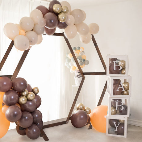 VINGLI Wooden Wedding 7FT Arbor, Wedding Arch for Ceremony, Heptagonal Photo Backdrop Stand for Parties, Garden Decorations, Backyard VINGLI