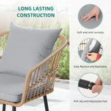 YITAHOME 4 Pieces Patio Furniture Set, Outdoor Wicker Patio Conversation Set, All-Weather Rattan Bistro Set with Loveseat Chairs Table Soft Cushions for Garden, Porch, Backyard - Grey YITAHOME