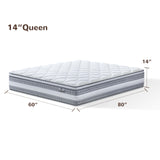 Naruchu Queen Mattress, 14 Inch Hybrid Mattresses in a Box, Individually Wrapped Pocket Coils for Isolate Motion, Gel Memory Foam, Medium Firm Support, Pressure Relief, CertiPUR-US Naruchu