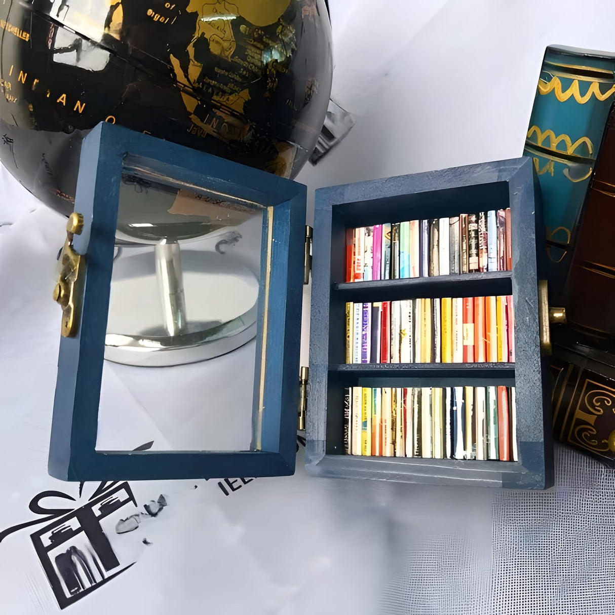 Atlodas Mini Pocket Anxiety Bookshelf - Stress-Relieving Display Cabinet for Book Lovers Atlodas