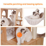 Heybly Cat Tree with Litter Box Enclosure for Indoor Big Cat, Cat Tower for Large Cats 20 lbs Heavy Duty,Modern Cat Condo Furniture with Scratching Posts, Walnut HCT110WB Heybly