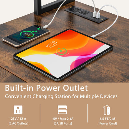 Tangkula L-shaped Desk with Power Outlet, Large Corner Desk Converts to 2-Person Long Desk with Hutch, Computer Gaming Desk with CPU Stand & 3 Removable Hooks, for Home Office (Rustic Brown) - WoodArtSupply