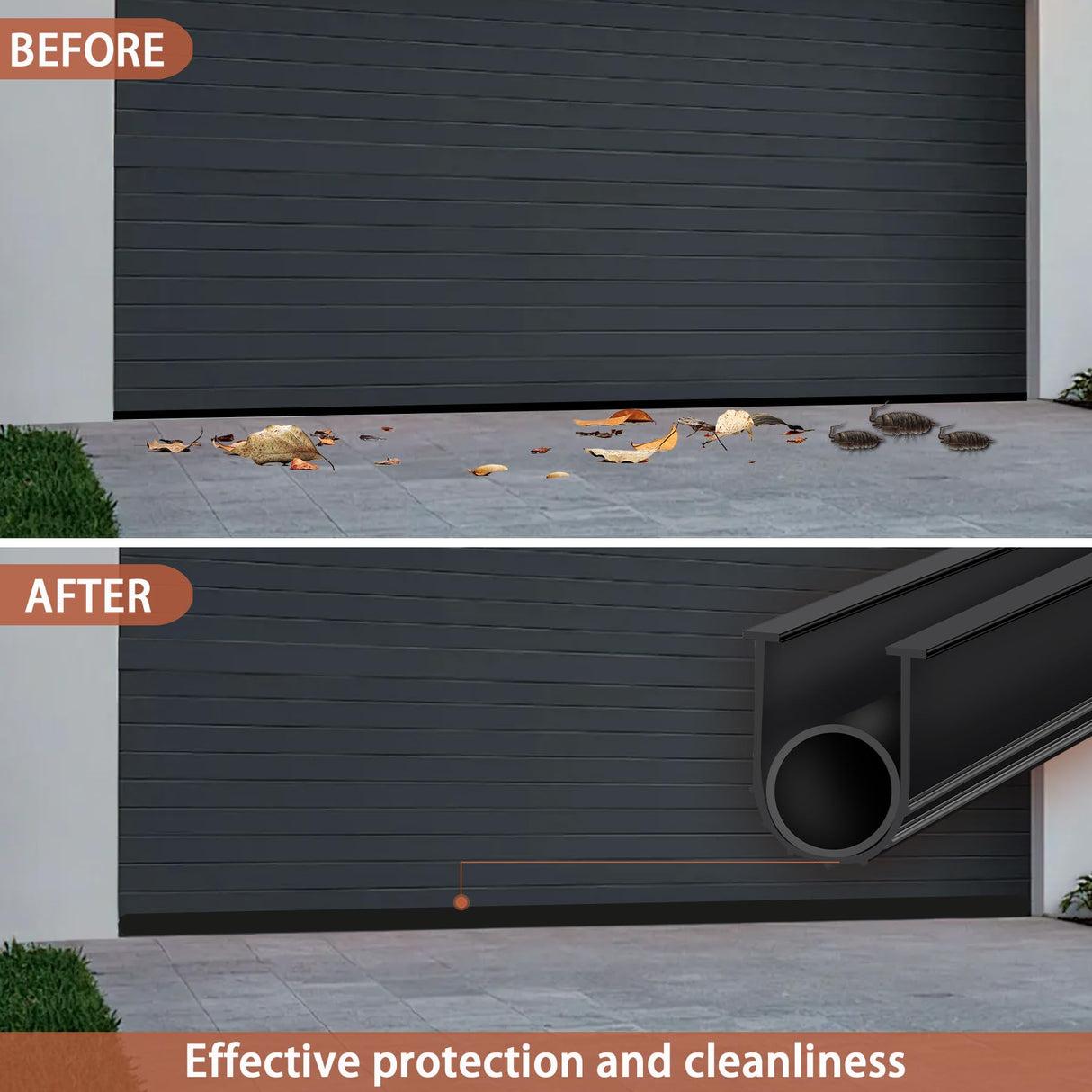 Gaahing Garage Door Bottom Seal Strip, 16.4ft Replacement Weather Stripping, Impact Buffer Sealing Weatherstrip, Fits 5/16" T-End Double Track Gaahing