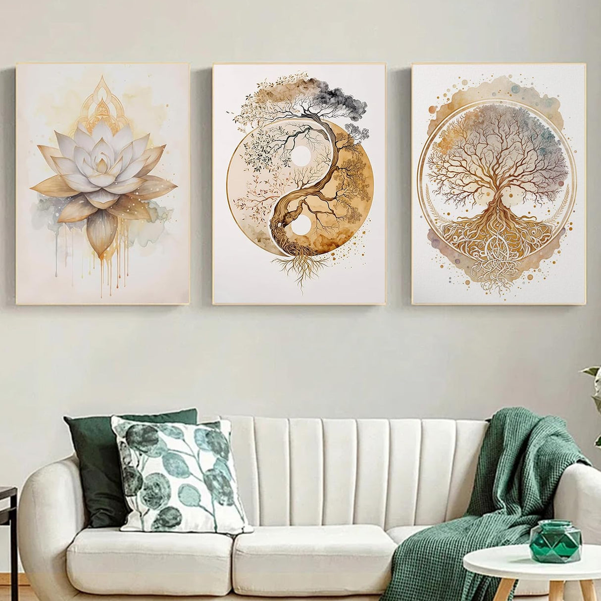 ARPADAMO 3 Pack Diamond Kits for Adults,5D Tree of Life Diamond Painting DIY Modern Gold Lotus Diamond Painting Art Kit for Adult,Round Full Drill Diamonds, Diamond Art Kit for Home Decor-12x16inch ARPADAMO