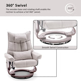 MCombo Swivel Recliner with Ottoman, TV Chair Sets with Vibration Massage, Ideal for Small Space, Living Room & Bedroom 4188 (Beige) MCombo