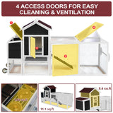 Ecolinear 80” Mobile Chicken Coop for 1-2 Chickens with Wheels,Outdoor Wooden Hen House with Nesting Box,Large Rabbit Hutch, Outside Poultry House,Wire Fence Run Cages,Weatherproof for Backyard,Black ECOLINEAR